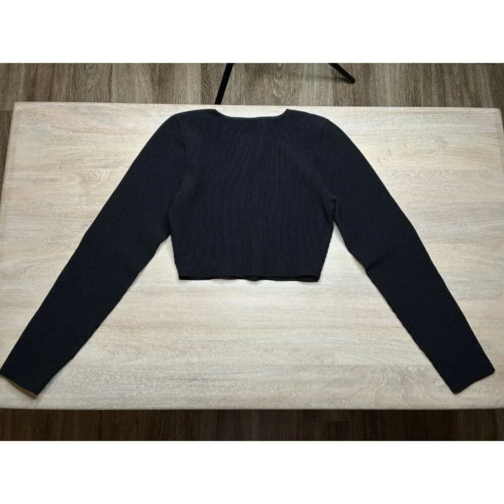 Aritzia Babaton Sculpt Knit Crew Cropped Longsleeve Black Size Large